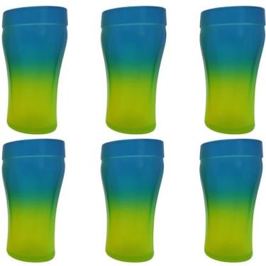 Imagem de Kit 6 Copos 200 ml Neon Tie Dye Colorido Novidade - WHEATON, AZUL