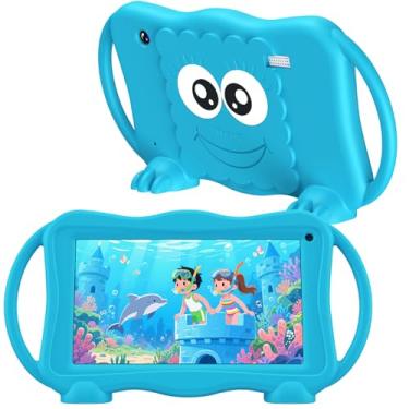 Imagem de Tablet infantil de 7 polegadas para crianças de 3 a 12 anos, tablet infantil de 32 GB com câmera dupla, controle parental, capa sólida, WiFi, GMS, YouTube, Netflix, software de aprendizagem Android