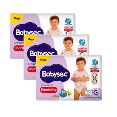 Imagem de Kit 3 Fraldas Babysec Shortinho Pants Galinha Pintadinha Premium G com