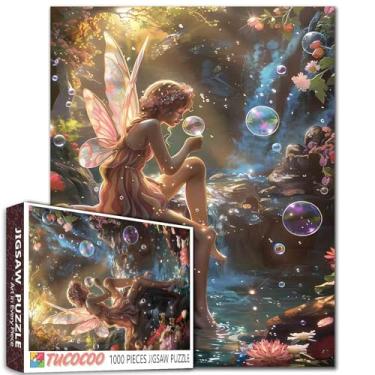 Imagem de Tucocoo Quebra-Cabeça De Fadas Da Floresta Tucocoo, Cenário Cachoeira Ensolarada, 1000 Peças Para Adultos, 27 X 20 Polegadas, Qualidade Hd Com Asas, Presente, Noite Jogos A Família