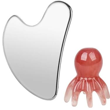 Imagem de NAWEIDA Ferramentas faciais Gua Sha de aço inoxidável, presentes de autocuidado, escultura facial e ferramenta de massagem da cabeça para relaxamento profundo