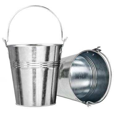 Imagem de Rixordd Balde de graxa para defumadores de grânulos – Pacote com 2 coletores de gotejamento de aço galvanizado resistente, à prova de ferrugem de 14 cm de diâmetro, acessório de churrasco fácil de