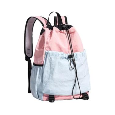 Imagem de harayaa Mochila com cordão para badminton, mochila multifuncional para raquetes, acessórios para bolas, academia, viagem, caminhada, Azul Rosa