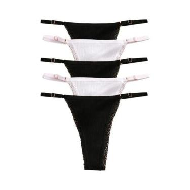 Imagem de Conjunto de 5 Calcinhas de Algodão Femininas - Cintura Ajustável e Con