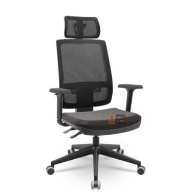 Imagem de Cadeira Brizza Tela 3D BackPlax Piramidal Preta Nylon Com Apoio NR17 Plaxmetal (Sintético Café)