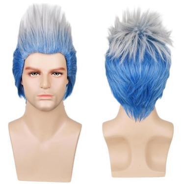 Imagem de Peruca LABEAUTÉ Max Beauty Short Curly Ombre azul e branca