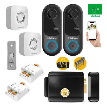 Imagem de Kit Videoporteiro WiFi Intelbras IVW 3000 com 2 Pontos de Entrada e Fe