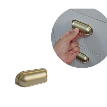 Imagem de 14 Puxador Concha Dourado Fosco Para Gaveta, Armário, Móveis - Compras