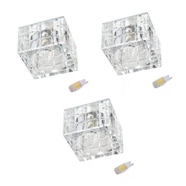 Imagem de 3 un Spot Cristal K9 Embutir Gesso AC974 + Led 3W Branco Frio 6500K - 