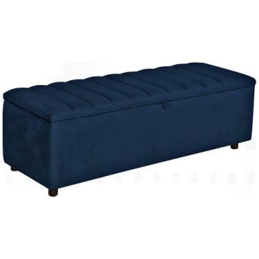 Imagem de Baú Recamier Paris Veludo Azul 160 cm - TNA Decor