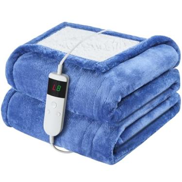 Imagem de DANENOSA Cobertor elétrico aquecido tamanho 127 x 152 cm, flanela macia e cobertor elétrico sherpa com 10 níveis de aquecimento, desliga automaticamente após 8h com proteção contra superaquecimento