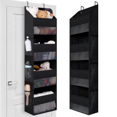 Imagem de GRANNY SAYS Organizador sobre a porta, armazenamento atrás de 4 prateleiras com 6 bolsos e janela transparente, organizador de pendurar de grande capacidade anti-inclinação para fraldas de bebê