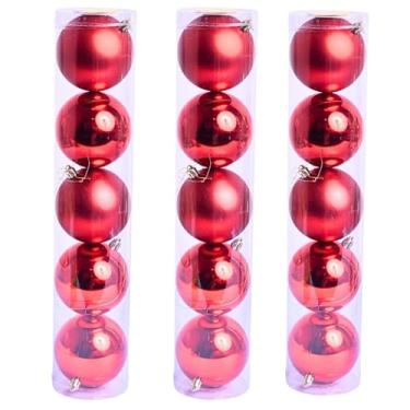 Imagem de Conjunto de Bolas Decorativas de Natal, Kit C/ 15 Pçs, Enfeites Natalinos P/Árvore de Natal, Arranjo, Guirlanda, Mesa, Pendurar (Vermelha)