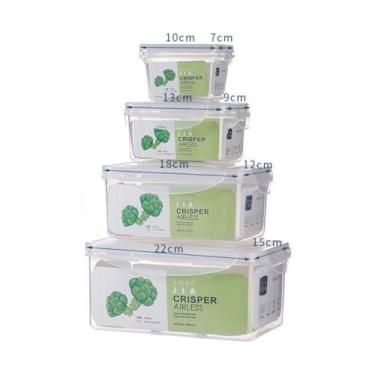 Imagem de Kit 4 Potes Herméticos Empilháveis para Alimentos - Organizadores de Plástico para Geladeira e Despensa com Tampas e Diferentes Tamanhos