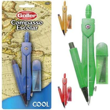 Imagem de Compasso escolar de plastico cool com refil colors na cartela - DAIWA/