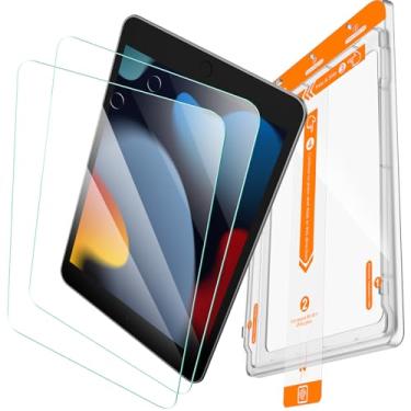 Imagem de avakot Pacote com 2 protetores de tela para iPad 9ª geração de 10,2 polegadas, vidro temperado com bandeja de fácil aplicação para iPad 8º/7º, compatível com Apple Pencil, compatível com capas