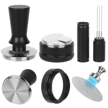 Imagem de Conjunto de ferramentas de café expresso de 51 mm – adulterador de mola, distribuidor, ferramenta WDT, funil de dosagem, tela de disco de 0,2 mm e ímã – Kit de acessórios de café expresso premium de