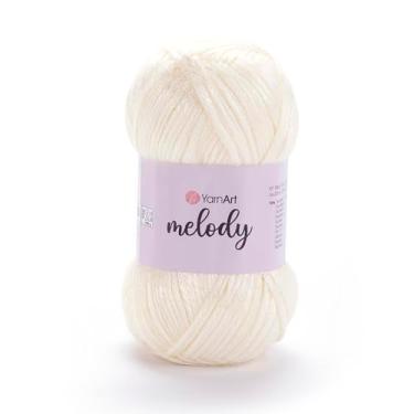 Imagem de YarnArt Melody – Fibra de brilho metálico para tricô, crochê e bordado, novelo de 100 g, 230 m, mistura premium de 70% poliamida, 21% acrílico, 9% lã (880)