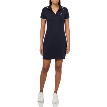 Imagem de Nautica Vestido polo feminino de manga curta com acabamento recortado liso, Céu noturno, GG