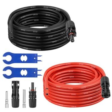 Imagem de XRDS -RF Cabo de extensão solar de 8 AWG, 6 m, fio de painel solar vermelho e preto com conectores solares, fio fotovoltaico com chaves de desconexão e conectores extra macho/fêmea para trailer
