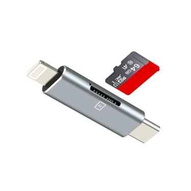 Imagem de Leitor de cartão micro SD para iPhone 16 e 15, adaptador USB C Lightning (2 em 1), acessório de transferência de cartão de memória para Apple Macbook TF para iPad Pro Mini Air Photo Converter Flash