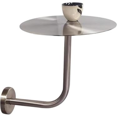 Imagem de Mesa De Cafeteira Flutuante De Metal Para Bebidas, Mesas De Bar E Pub Fixadas Na Parede, Mesa De Jantar De Cozinha Redonda Para Café Da Manhã, Mesa De Coquetel Bistrô De Aço Inoxidável Para