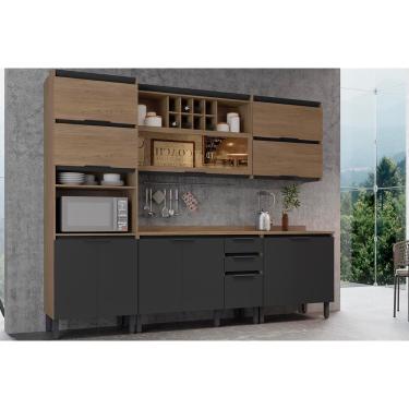 Imagem de Kit de Cozinha Modulada 5 Peças Hibisco (2 Armários + 2 Balcões + 1 Paneleiro) C5P43 Aveiro/Grafite - Telasul