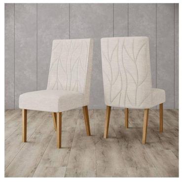Imagem de Cadeira Para Mesa De Jantar Ambiente Eloá Kit 2 Peças Nature Linho - Henn