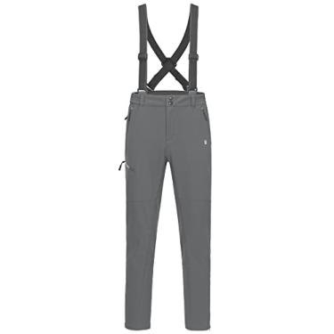 Imagem de Little Donkey Andy Babadores de esqui masculinos com isolamento de neve, calças de snowboard à prova de vento de inverno com suspensórios ajustáveis cinza M