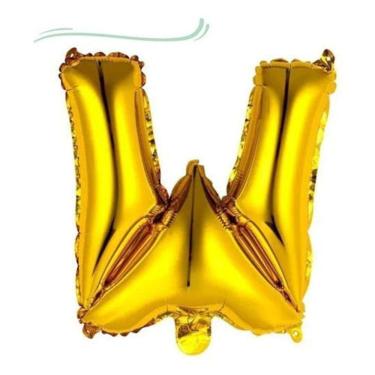Imagem de Balão Metalizado Letra W 40Cm Com Palito Dourado