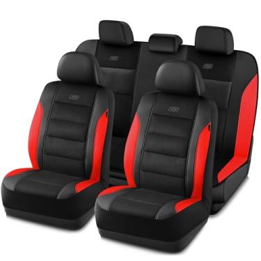 Imagem de Skechers Capas de assento resfriadas a ar e de espuma de memória, couro premium com capas de assento de carro de malha EVA, conjuntos completos de capa de assento, conforto automotivo compatível com