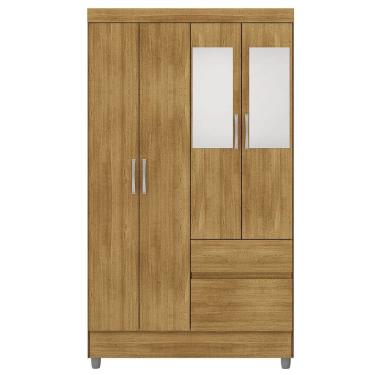 Imagem de Guarda-roupa Solteiro 4 Portas 2 Gavetas Com Espelho Ideval Nature