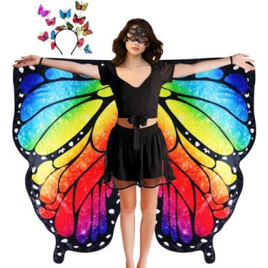 Imagem de Fantasias femininas de dupla face D.Q.Z com asas de borboleta para adu