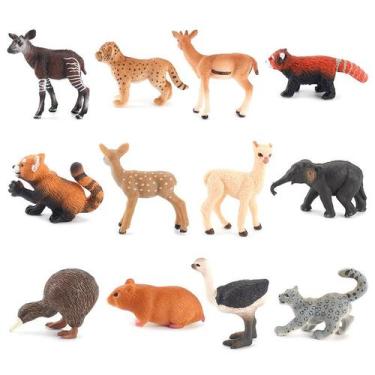 Imagem de Conjunto de figuras de animais em miniatura, 12 peças de PVC realista 