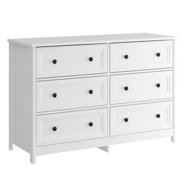 Imagem de Comoda Para Quarto 6 Gavetas 120 cm DM217 Branco Dtall