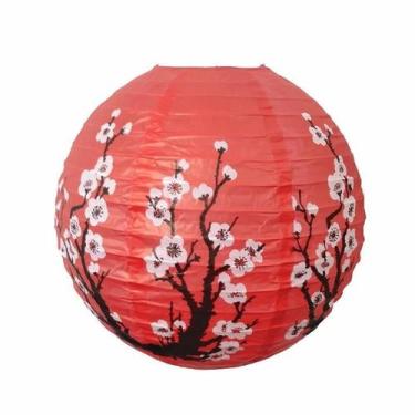 Imagem de Luminária Japonesa Papel 30 cm Vermelha Sakura - Galleria 77