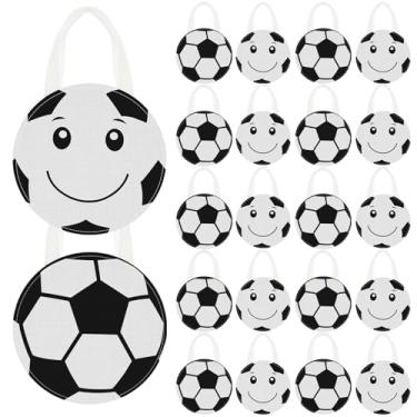 Imagem de Maxdot 24 peças de sacos de lembrancinha de festa de futebol com tema de futebol, sacolas de presente com alças não tecidas, saco de doces para crianças, adultos, esportes, artigos de aniversário