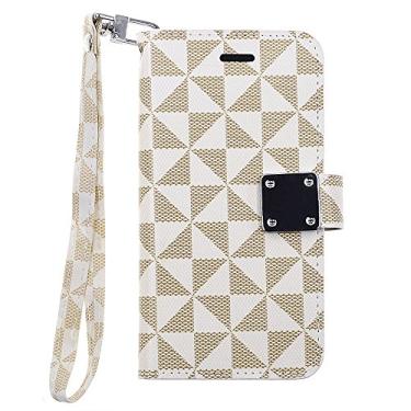 Imagem de Cube Capa de celular para Apple iPhone 8/7 / 6s / 6 - Capa carteira de lona com padrão moderno branco e marrom com capa de TPU