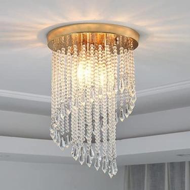 Imagem de Pequena luminária de teto quente e romântica moderna para quarto, luminária de cristal, corredor, vestiário, varanda, corredor de personalidade, varanda, luzes pendentes, ventosa dourada (do
