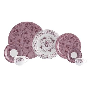 Imagem de Serviço de Jantar, Chá e Café 42 Peças em Porcelana, Modelo Redondo Voyage Coup, Coleção Lavanda, Schmidt Estilo, Porcelana Schmidt