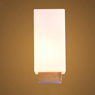 Imagem de Luminária de parede LED japonesa, luminária de parede de madeira maciça, arandela de parede nórdica de corredor de madeira, para espelho de banheiro, iluminação de cama de quarto de chalé