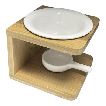 Imagem de IEUDNS Queimador de óleo essencial de cerâmica, forno, porta-velas Tealight, aquecedor de derretimento, para SPA, Branco