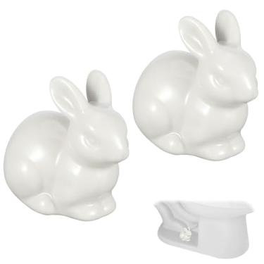 Imagem de 2 peças de tampas de parafuso de vaso sanitário de cerâmica tampas de parafuso de vaso sanitário decorativas em forma de coelho tampa de parafuso bonito vasos sanitários escondidos tampas de parafuso
