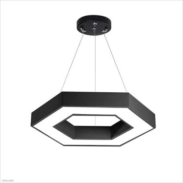 Imagem de Lustre de LED Hexagon com escurecimento, luzes pendentes de escritório, luz de teto com escurecimento de acrílico, balcão de bar, lustre de controle remoto para escritório, luzes suspensas,