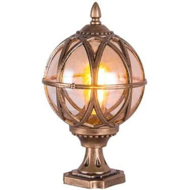Imagem de Luminária de parede externa à prova d'água de vidro e alumínio com design de esfera para varanda, pátio, vila, paisagem, poste, lanterna com meio de latão para quarto.