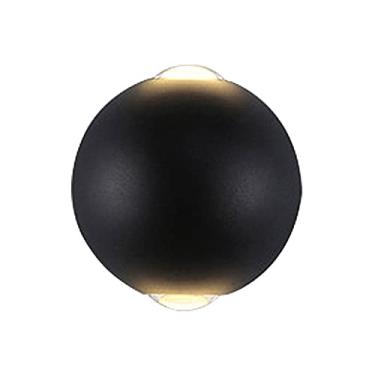 Imagem de Lanterna de parede redonda simples LED para exterior, luz lateral criativa, luminária de arandela com acabamento fosco, corpo de alumínio fundido, luz de parede para cima e para baixo, usada