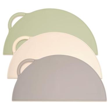 Imagem de UpwardBaby Jogos americanos de silicone para crianças – Jogo americano de sucção para bebês para restaurantes e casa – Conjunto de 3 – Jogo americano infantil para mesa de jantar, lavável, lavável, lavável, lavável, antiderrapante, livre de BPA para crianças