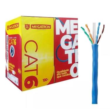 Imagem de Caixa de Cabo UTP Cat CAT6 para rede - Megatron - Homologado - 305 metros - Azul