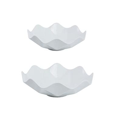 Imagem de Prato de frutas moderno doméstico branco cerâmica fruteira criativa decoração geométrica grande prato de frutas sala de estar restaurante mesa tigela de doces tigela de frutas para balcão de cozinha