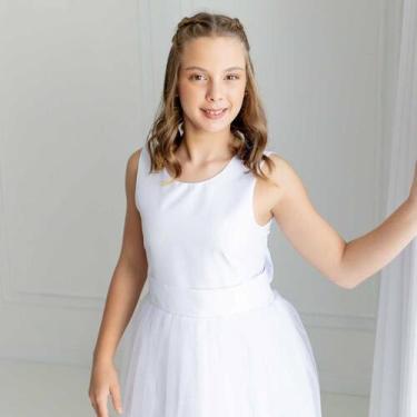 Imagem de Vestido Longo branco Faixa Lisa Branca Casamento Daminha de Honra REF4